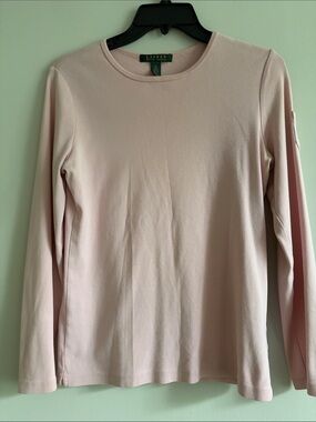 Lauren Ralph Lauren Light Blush Long Sleeve Crewneck Tee